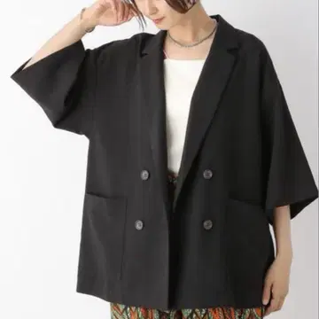 선착순 LEPSIM 루즈 W 브레스트 5부 소매 자켓 블랙
