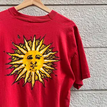 90s USA제 백 프린트 반팔 티셔츠 태양 후르츠 빈티지