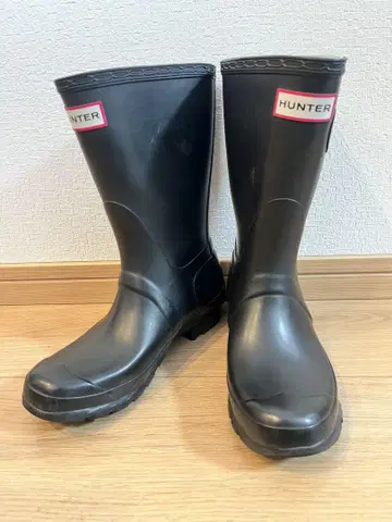HUNTER 블랙 장화 미들 버클 포함 UK4