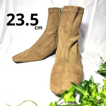 AA3 여성용 숏부츠 스웨이드 카멜 스퀘어 23.5cm