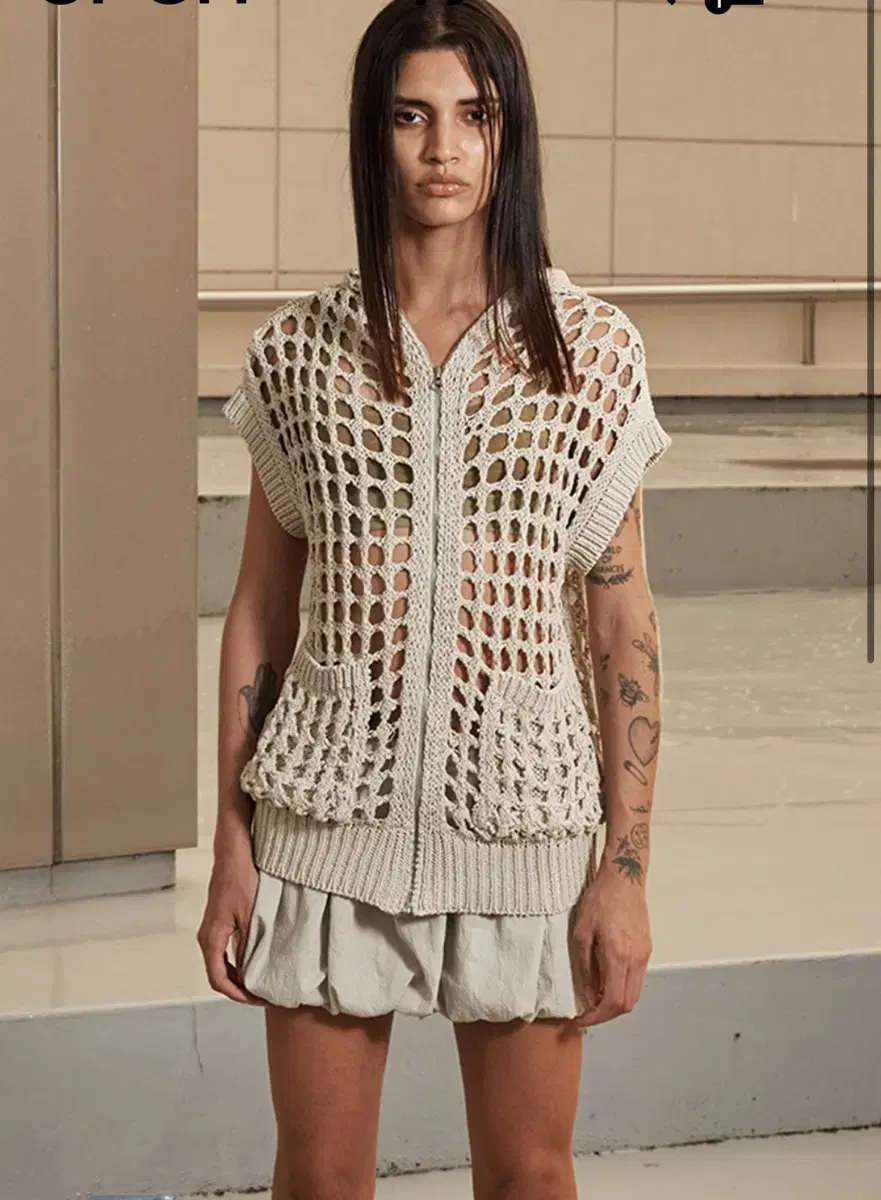 Openyy 24 Crochet Knit Vestgo Full Zip-Up