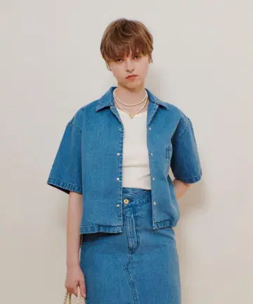 알아바일 데님 자켓 반팔