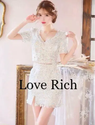 Love Rich 펄 버튼이 달린 믹스 트위드 셋업 whL