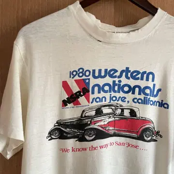 1980년대 NSRA 스미키 프린트 티셔츠 HANES BEEFY T