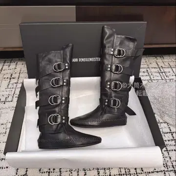 Ann Demeulemeester Siver 가죽 부츠 36