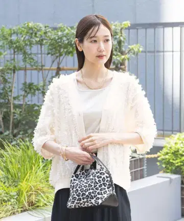 GROBAL WORK 자카드 프린지 가디건