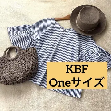 여성용 KBF 스트라이프 플레어 소매 V넥 티셔츠 One 사이즈
