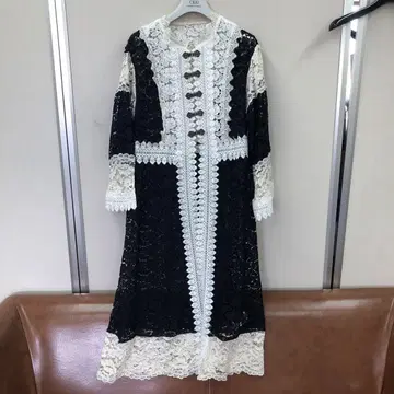 axes 레이스 가운 (가디건) 블랙 화이트 레이스 새상품 프리 사이즈