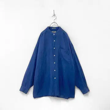 90년대 빈티지 ROBERT STOCK 린넨 밴드 카라 셔츠 네이비