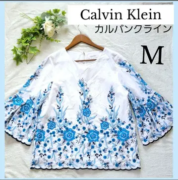 Calvin Klein 캘빈클라인 M 자수 꽃무늬 튜닉 화이트 7부