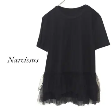 Narcissus 튤 레이어드 티셔츠 블랙 나르시스