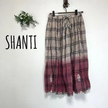 새상품 SHANTI 롱 스커트 체크 허리밴딩