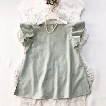 FOXEY*폭시 뉴욕 어깨 프릴 민트 그린 티셔츠 블라우스