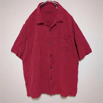 알로하 셔츠 타미힐피거 실크 100% 오리지널 핏 빨간색 오픈 카라
