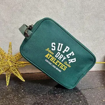SUPERDRY 그린 컬러 파우치 캔버스