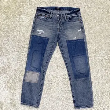 새상품급 폴로 랄프로렌 데님 청바지 팬츠 데미지 가공 패치워크