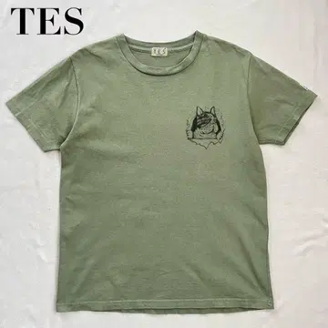 TES 엔드리스 써머 티셔츠 그린 올리브 그린 개 M 백 프린트