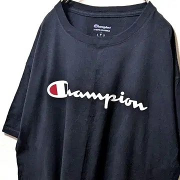 챔피온 Champion 로고 티셔츠 빈티지 블랙 검정 L 구제 의류