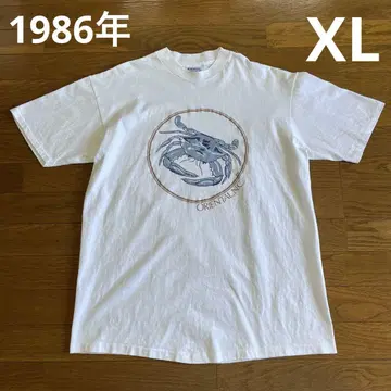 80s USA제 Hanes 게 티셔츠 XL 화이트 ORIENTAL,N.C
