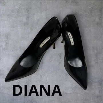 DIANA 블랙 에나멜 펌프스 하이힐 검정 23 다이애나