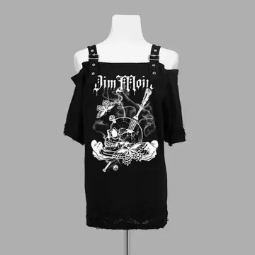 dimmoire Dig in Skull 오프숄더 티셔츠
