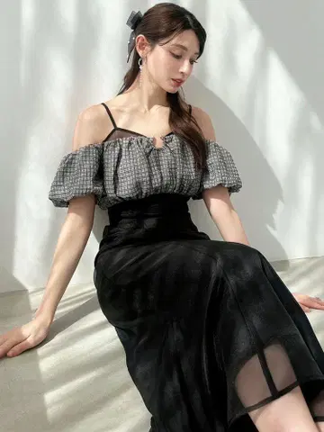 RESEXXY 체크 콤비 머메이드 원피스(블랙) 완판!