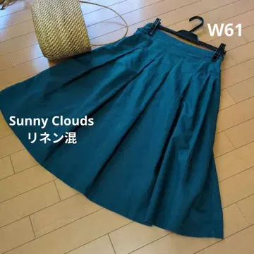 Sunny Clouds 린넨 혼방 플레어 턱 스커트 그린 계열 W61