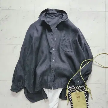 어반 리서치 도어스 마 혼방 라미 긴팔 셔츠 겉옷 와이드 실루엣 블랙