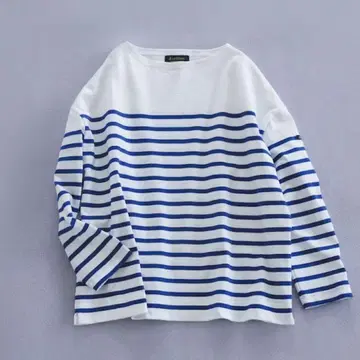 루미노아 보트넥 보더 티셔츠 블루