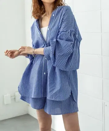 mystic 백산 개더 셔츠