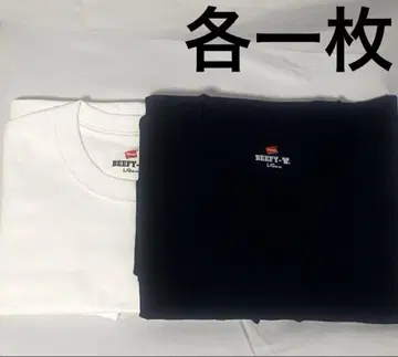 Hanes BEEFY-T L 사이즈 화이트, 블랙 티셔츠 2장 세트