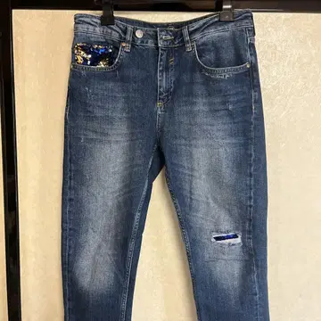 다크 블루 슬림 핏 데님
