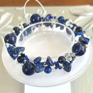 고품질 라피스 라줄리 뜨개질 블레스 17cm 블루 샌드 스톤 수정