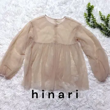 hinari 2WAY 튤 시어 블라우스 핑크 베이지 셔츠 블라우스