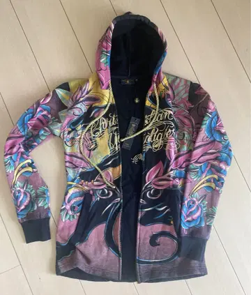 Christian Audigier 후드티 꽃과 표범 디자인
