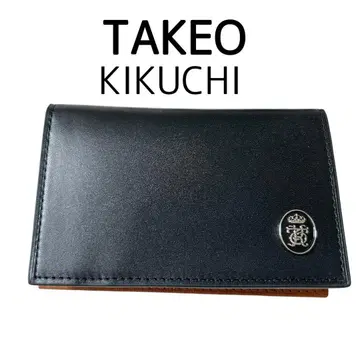 TAKEO KIKUCHI 블랙 오버 키프 명함지갑 남성용 엠블럼