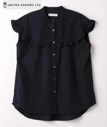 UNITED ARROWS 핀턱 프릴 셔츠 네이비