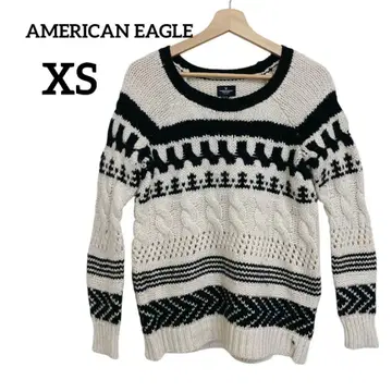 AMERICAN EAGLE 긴팔 니트 XS 화이트/블랙 니트 스웨터 겨울