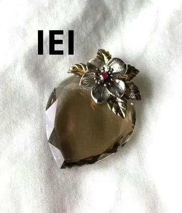 빈티지 IEI 스모키 쿼츠 펜던트 탑 루비 다이아