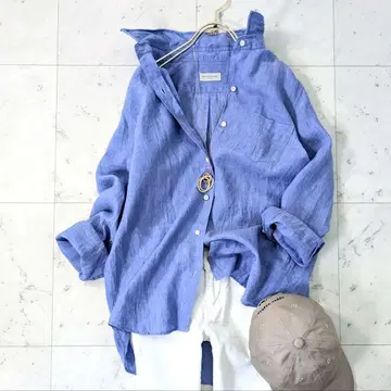 새상품급 두지엠 클라세 린넨 와이어 워시 셔츠 블루 LINEN