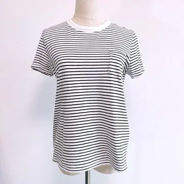 자라 ZARA 보더 포켓 코튼 티셔츠 (M) 스트라이프