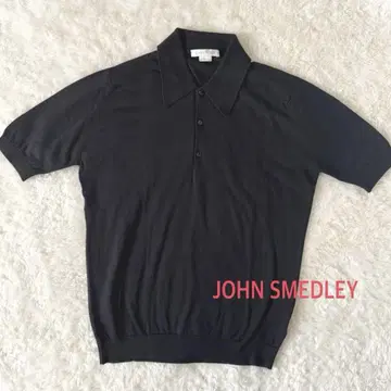 JOHN SMEDLEY 코튼 100% 피케 셔츠 XS 영국제 블랙