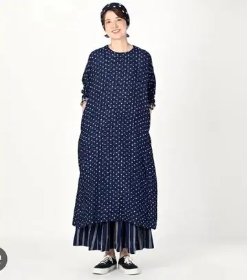 45R 푹신푹신 이중 직조 드레스 (인디고)