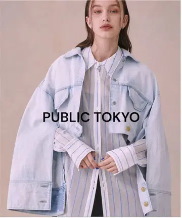 퍼블릭 도쿄 숏 데님 오버 사이즈 블루종 색스 블루 F