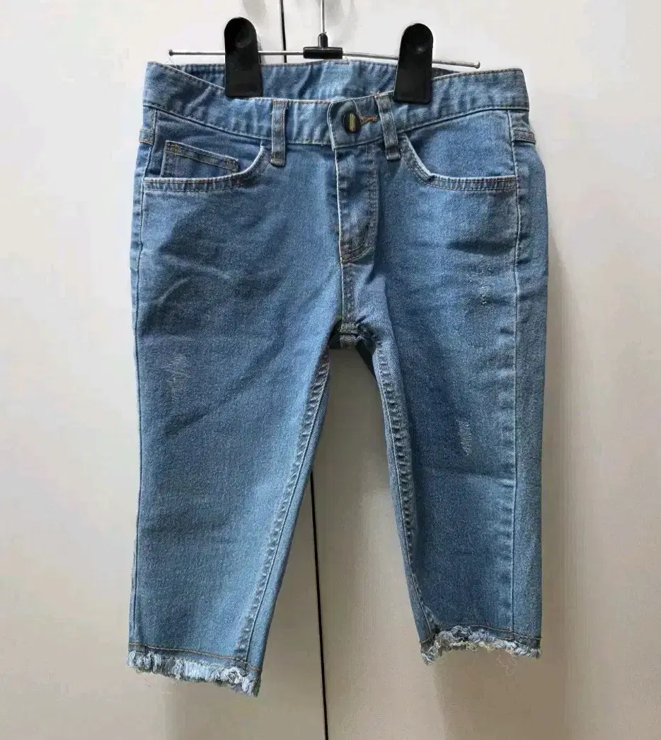 초등학생용 데님 5부 스판 여름 청바지