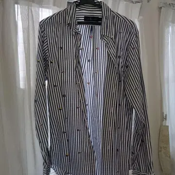 Ralph Lauren 스트라이프 자수 긴팔 셔츠 S