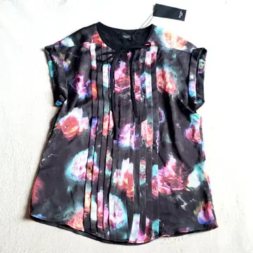 Paul Smith Black 꽃무늬 블라우스 프렌치 소매 리본 미사용