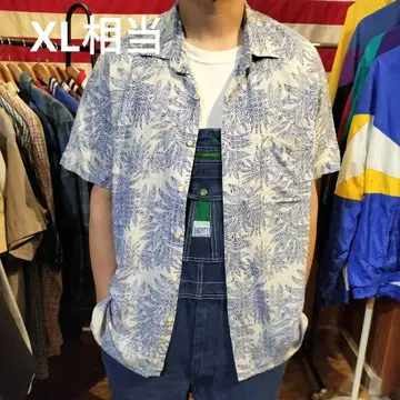 새상품급 XL 상당 하와이안 반팔 알로하 셔츠 화이트 미국 구제 의류