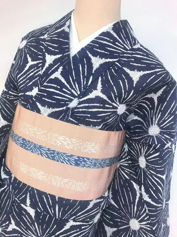 면 린넨 유카타, 화장 69cm, 신장 170cm까지, 약간의 하자품