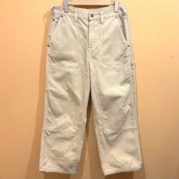 ZARA 페인터 팬츠 더블니 빈티지 가공 페인트 베이지